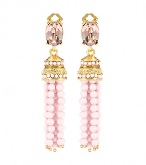 NEW ARRIVAL OSCAR DE LA RENTA Crystal-embellished beaded tassel earrings