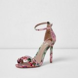 River Island Pink print frill strap barely there sandals