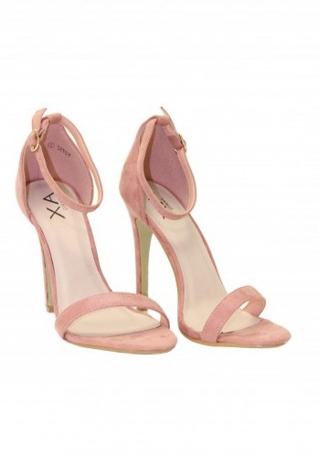 AX PARIS PINK SUEDE BARLEY THERE HEELS ~ high heels ~ strappy evening shoes ~ ankle strap - flipped
