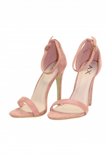 AX PARIS PINK SUEDE BARLEY THERE HEELS ~ high heels ~ strappy evening shoes ~ ankle strap