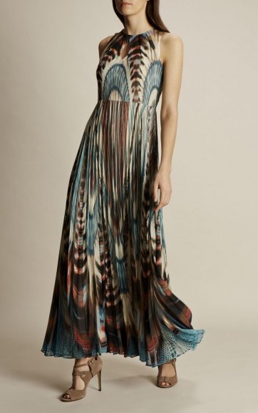 Karen Millen PLEATED MAXI DRESS – MULTICOLOUR ~ long sleeveless occasion dresses ~ summer fashion - flipped