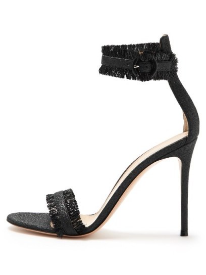 GIANVITO ROSSI Portofino fringe-trimmed sandals – chic high heels – fringed barely there high heels – designer shoes - flipped