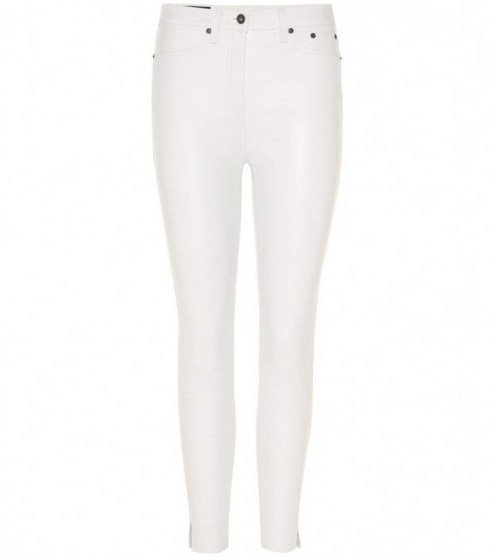 RAG & BONE Leather capris. White cropped pants | luxe crop leg skinny trousers - flipped