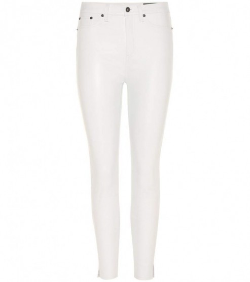 RAG & BONE Leather capris. White cropped pants | luxe crop leg skinny trousers