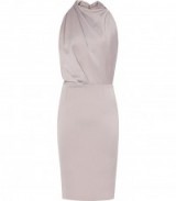 Reiss RANA HALTERNECK DRESS ASH ~ chic drape front evening dresses ~ occasion wear ~ fitted bodycon style