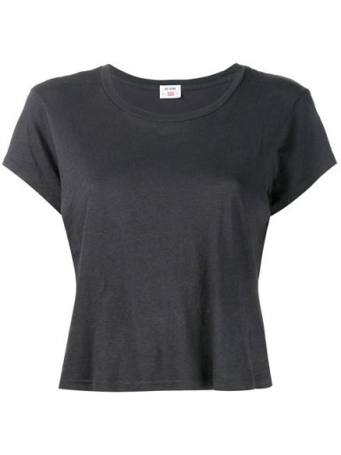 RE/DONE Cropped Boxy Hanes ‘Perfect’ T-Shirt. Grey short sleeve t-shirts | womens round neck tee | designer tees
