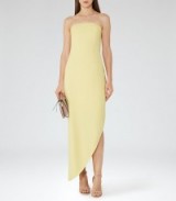 Reiss RIMA STRAPLESS ASYMMETRIC MAXI DRESS LEMON ~ pale yellow occasion dresses ~ long length evening wear