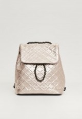 missguided rose gold quilted chain backpack ~ metallic backpacks ~ weekend bags