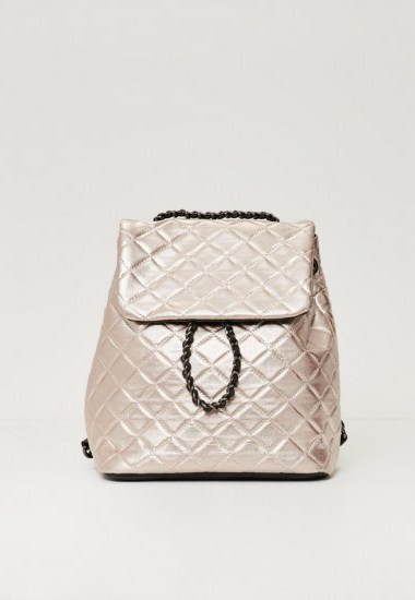 missguided rose gold quilted chain backpack ~ metallic backpacks ~ weekend bags - flipped