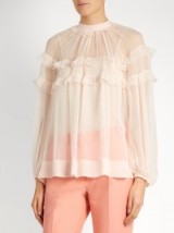 NO. 21 Ruffled sheer silk blouse ~ see-through ruffle blouses