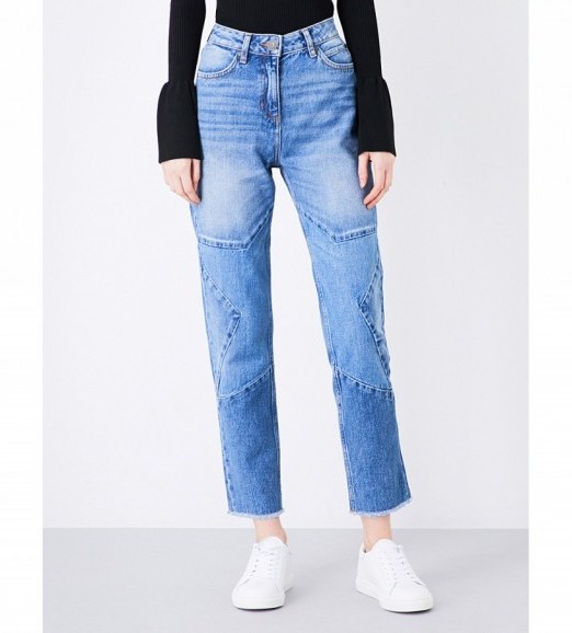 SANDRO Star-stitched straight high-rise jeans blue-vintage denim. - flipped