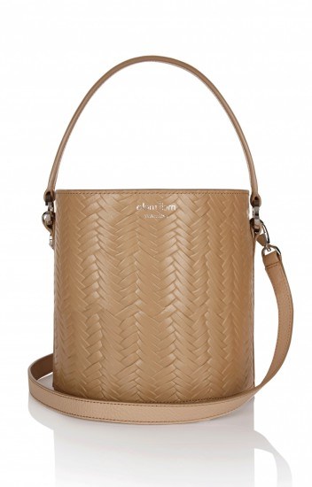 meli melo santina mini bucket bag light tan large woven – small chic bags – cylindrical leather handbags – wicker print crossbody – top handle - flipped