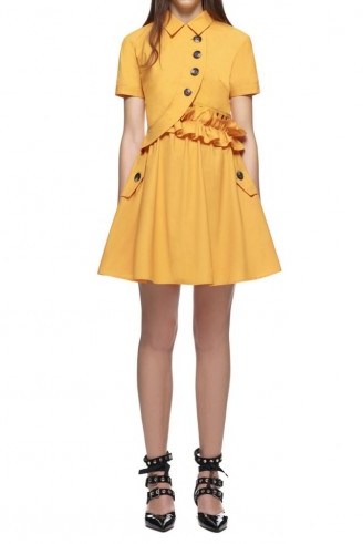 $269.00 Self Portrait Mustard Button Shirt Mini Dress - flipped