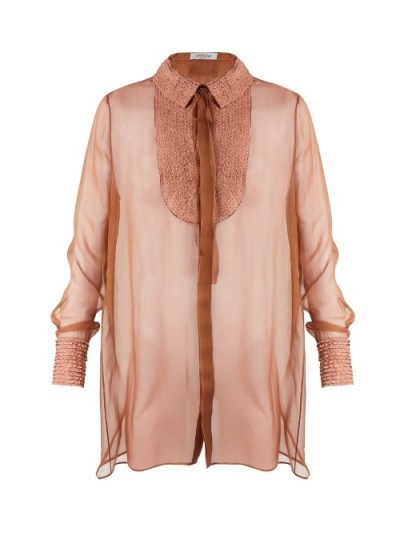 VALENTINO Semi-sheer silk-chiffon blouse ~ luxury see-through blouses - flipped