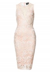 AX PARIS PINK SLEEVELESS LACE MESH BODYCON MIDI ~ fitted party fashion ~ sleeveless evening dresses ~ luxe style occasion wear ~ feminine
