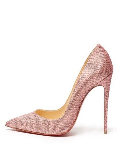 CHRISTIAN LOUBOUTIN So Kate 120mm glitter pumps – metallic pink high heel courts – luxe court shoes – stiletto heel designer footwear - flipped