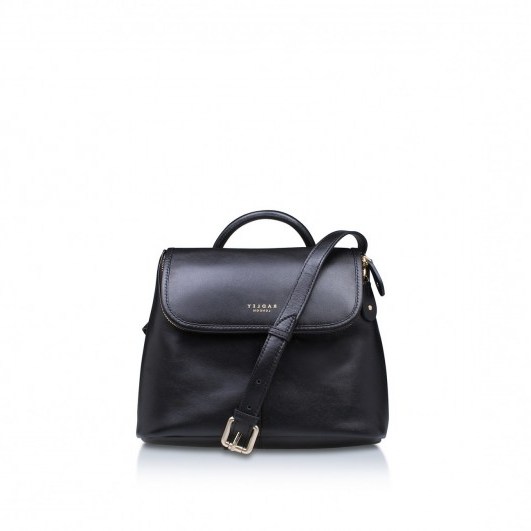 Radley London Teni Black Leather bag – stylish handbags – grab handle – shoulder bags - flipped