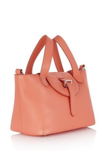 meli melo thela mini cross body bag persimonio – small luxe leather handbags – luxury pink crossbody bags - flipped