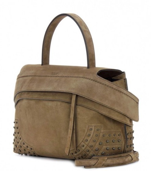 TOD’S Wave Mini suede tote – top handle bags – luxury shoulder bags – casual handbags - flipped