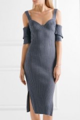 VICTORIA BECKHAM Cold-shoulder ribbed stretch-knit dress. Designer knitwear | knitted dresses | chic