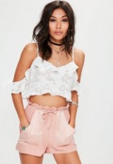 missguided white burnout floral mesh frill crop top ~ strappy summer tops ~ frilly ~ girly ~ cropped fashion