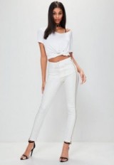 missguided white rebel high waisted zip side skinny jeans ~ summer denim