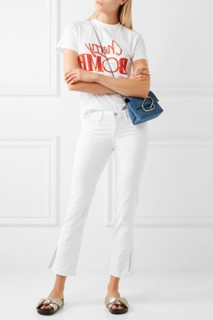 3X1 W2 Split Bell Crop mid-rise straight-leg jeans white denim. Aspro wash | cropped leg | crop split hem | casual fashion - flipped