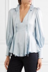 ALEXACHUNG Ruffle-trimmed satin blouse