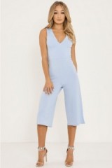 In The Style ALOYSIA BLUE PLUNGE FRONT CULOTTE JUMPSUIT