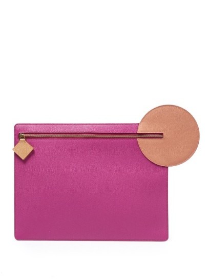ROKSANDA Alpin pebbled-leather clutch – stylish pink evening bags - flipped