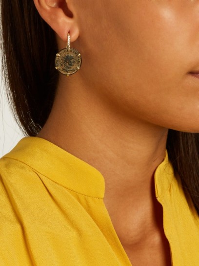 DUBINI Ancient diamond, bronze & yellow-gold earrings