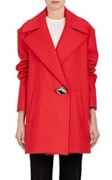 AREA Heart-Detailed Virgin Wool-Blend Melton Peacoat | stylish red coats