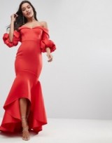 ASOS RED CARPET Scuba Maxi Dress – long red prom dresses – statement party fashion