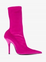 Kendall Jenner bubblegum pink Velvet Stiletto Knife Boots by Balenciaga, out at The Blind Dragon, 25 June 2017. Celebrity footwear | models off duty fashion | star style