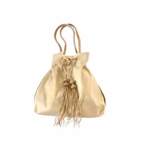 SAHEL Bamba Cream Leather Backpack Shoulder Bag - flipped