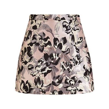 Miss Selfridge Metallic Floral Print Skirt - flipped