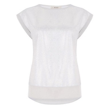 Oasis Metallic Cap Sleeve T-Shirt, Off White - flipped