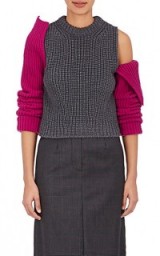 CALVIN KLEIN 205W39NYC Contrast-Sleeve Wool Sweater | cold shoulder sweaters