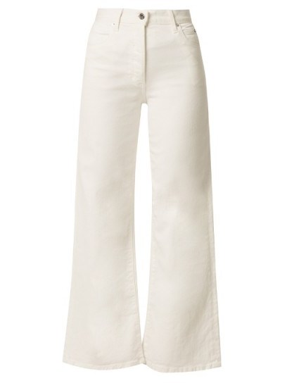 EVE DENIM Charlotte cotton-denim culottes ~ white wide leg jeans - flipped