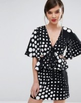 C/Meo Collective Lose Control Spot Mini Dress | monochrome plunge front dresses