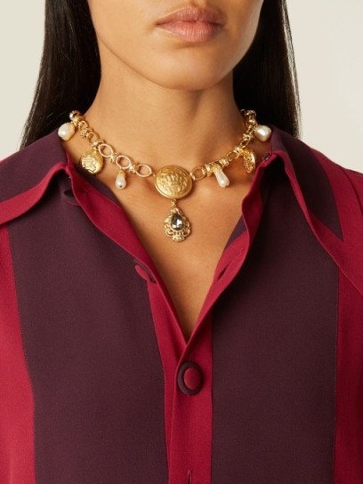 DOLCE & GABBANA Crest-embossed necklace ~ Italian statement jewellery - flipped