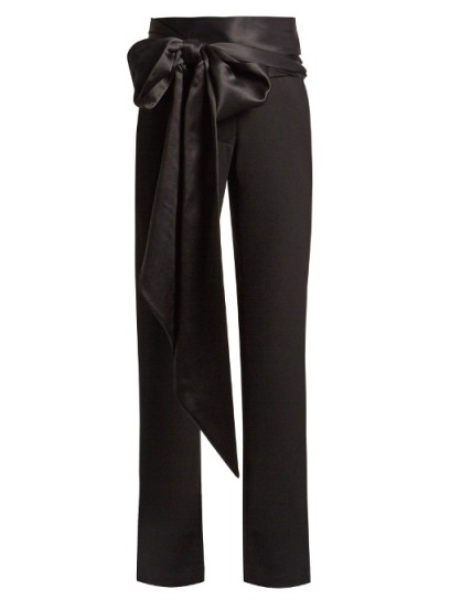 J.W.ANDERSON Cummerbund-waist knotted-cuff trousers ~ chic black statement pants