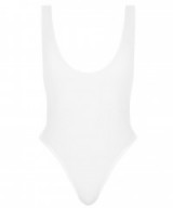 Kourtney Kardashian white high leg swimsuit MARISSA ONE PIECE by Norma Kamali, on the beach in Miami, 10 June 2017. Celebrity swimwear | reality star swimsuits