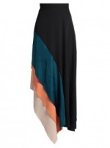 ROKSANDA Delma contrast-panel fluted georgette skirt ~ asymmetric hem skirts