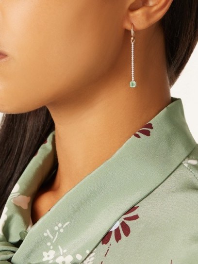 IRENE NEUWIRTH Diamond, emerald & rose-gold earring ~ single luxe earrings ~ fine jewellery - flipped