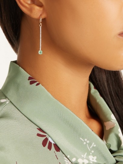 IRENE NEUWIRTH Diamond, emerald & rose-gold earring ~ single luxe earrings ~ fine jewellery