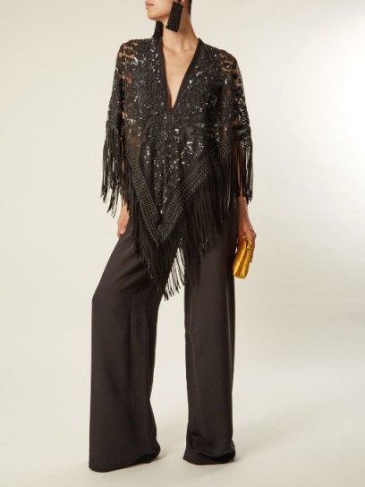 ANDREW GN Embellished-cape crepe jumpsuit - flipped