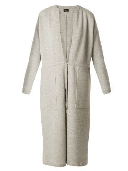 JOSEPH Farrah wool-blend cardigan ~ chic long light-grey cardigans - flipped