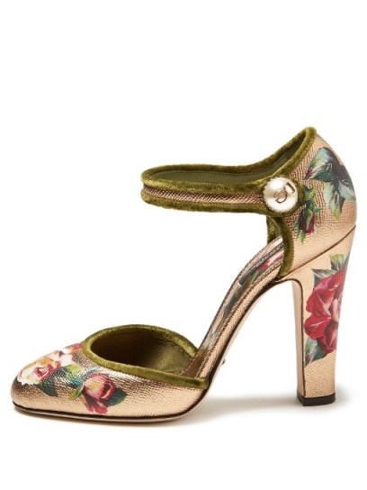 DOLCE & GABBANA Floral-print metallic-leather pumps - flipped