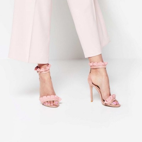 EGO Florence Frill Detail Heel In Blush Faux Suede | luxe style high heels - flipped